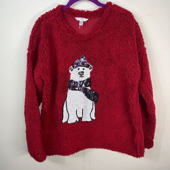 Time and Tru Fuzzy Polar Bear Sweater - Picture 1 of 6
